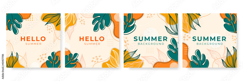 Social media stories and post creative Vector set. Background template with copy space for text and images design by abstract colored shapes, line arts , Tropical leaves warm color of the earth tone
Social media stories and post creative Vector set. Background template with copy space for text and images design by abstract colored shapes, line arts , Tropical leaves warm color of the earth tone
