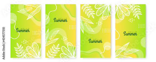 Collection of abstract background designs - summer sale, social media promotional content. Vector illustration for post and stories background template