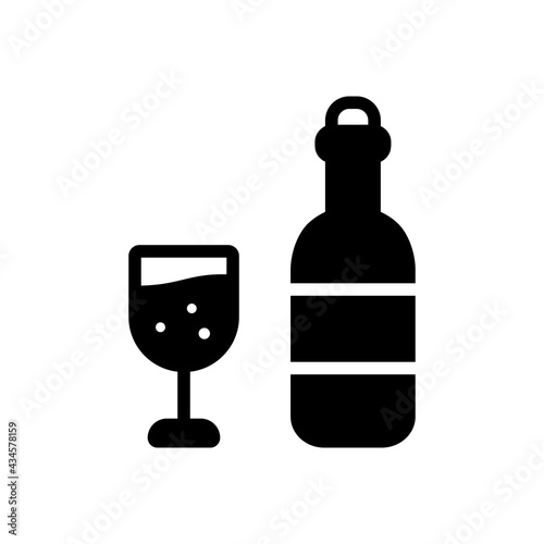 Christmas Xmas Wine Bottle Vector icon in Glyph Style. Wine is a drink that is often drunk by adults at parties. Vector illustration icon that can be used for apps, websites, or part of a logo