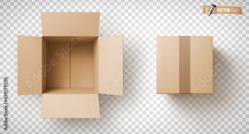 Boîtes en carton vectorielles sur fond transparent