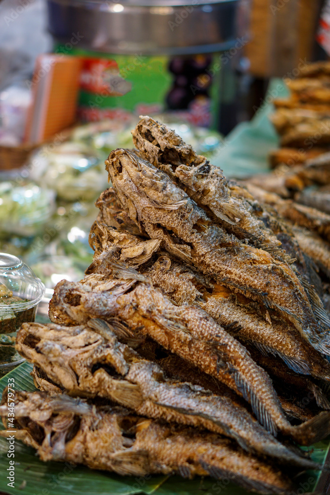 Fried snakehead fish, Thai food