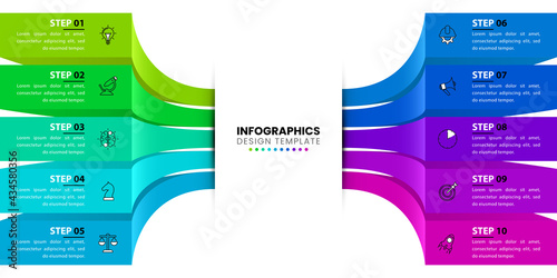 Infographic design template. Creative concept with 10 steps