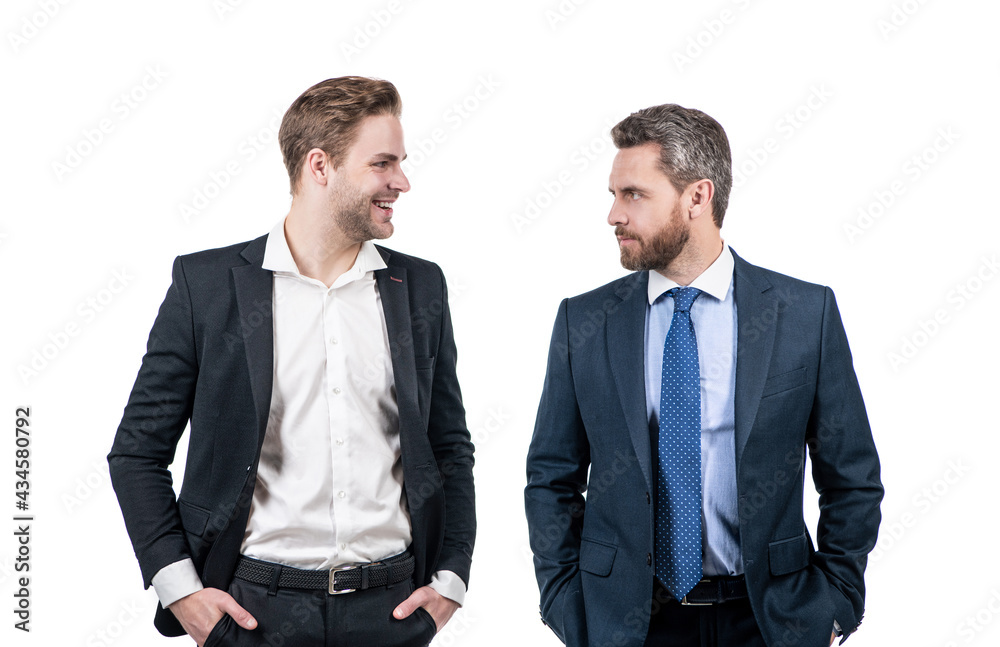 two confident men businessmen in formal suit are business partners isolated on white, partnership two confident men businessmen in formal suit are business partners isolated on white, partnership