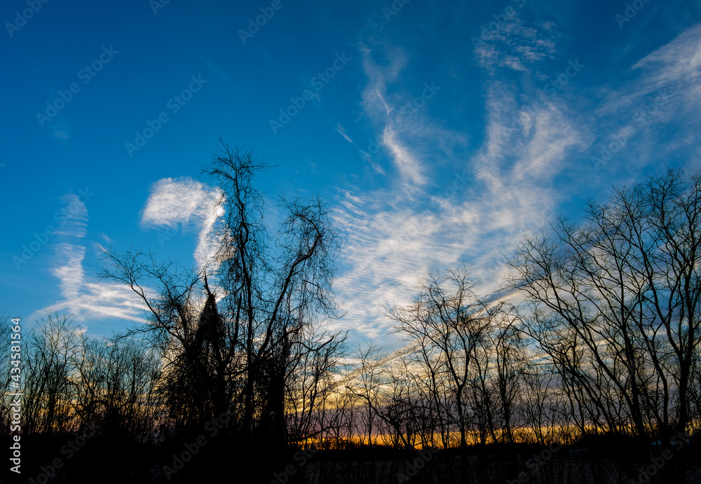 Fototapeta premium Colorful dramatic sunset sky during sunset natural landscape