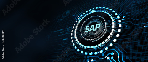 SAP System Software Automation concept on virtual screen data center. Business, modern technology, internet and networking concept