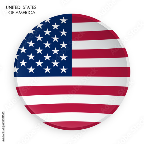 United States of America flag icon in modern neomorphism style. Button for mobile application or web. Vector on white background