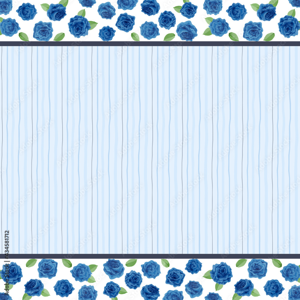 父の日 水彩 青い薔薇 フレーム 背景付き 正方形 Watercolor Blue Rose Frame For Father S Day With Background Square Vector Image Stock Vector Adobe Stock