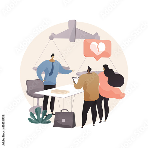 Divorce lawyer service abstract concept vector illustration.