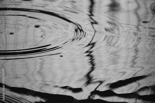 Black and white Minimal Tranquil or peaceful landscape with water waves, ripples. Nature abstract monochromatic background with beautiful light and shadow composition