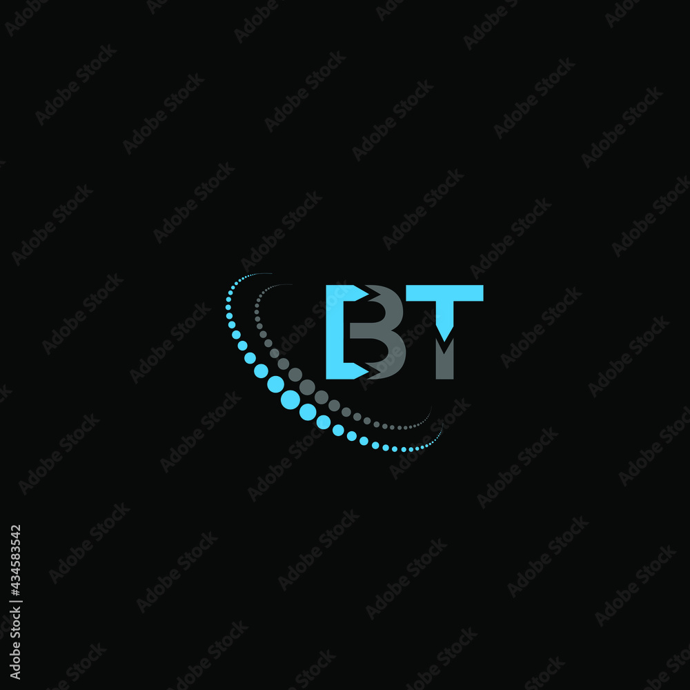 BT letter logo design on black background. BT creative initials letter ...