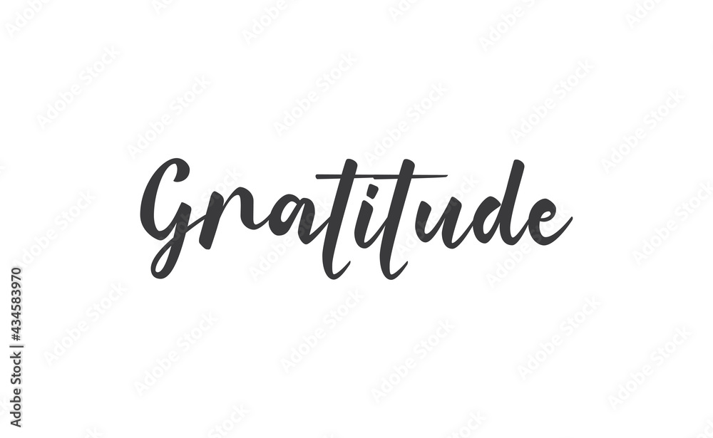 Gratitude word lettering design. Hand drawn lettering style. Thankful and motivational message.