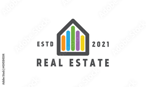 Abstract colorful house logo design vector. Real estate logo template isolated on white