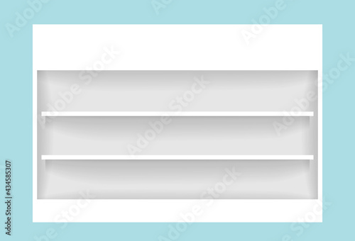 medicine cupboard, plank shelf for mock-up display, countertop white color, modern shelf for display show on space wall room