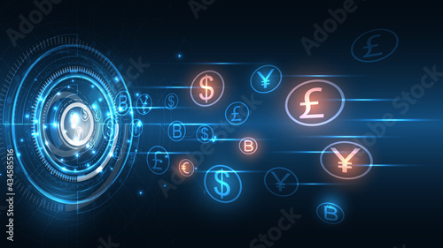 Money transfer, money transaction, global currency network, stock exchange business concept