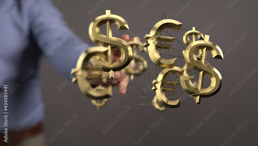 Dollar versus euro concept network . Dollar versus euro concept network .