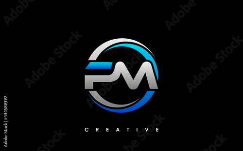PM Letter Initial Logo Design Template Vector Illustration