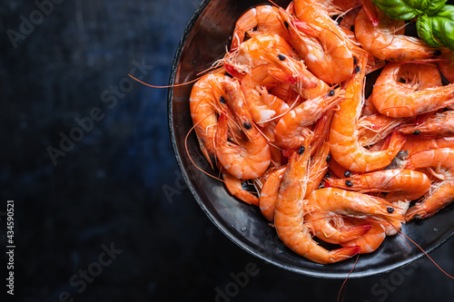 shrimp fresh spicy prawn seafood meal vegetarian food pescetarian diet summer menu keto or paleo diet snack copy space food background rustic top view 