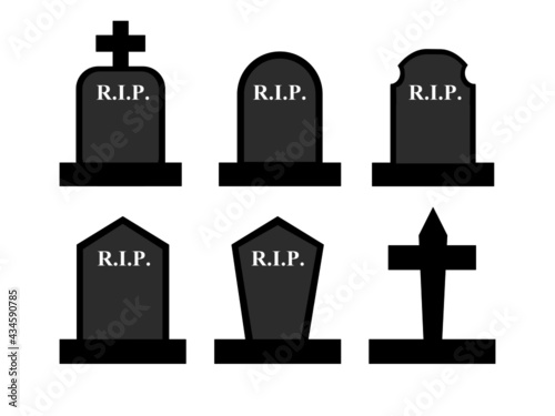 vector set of grave icons in different design