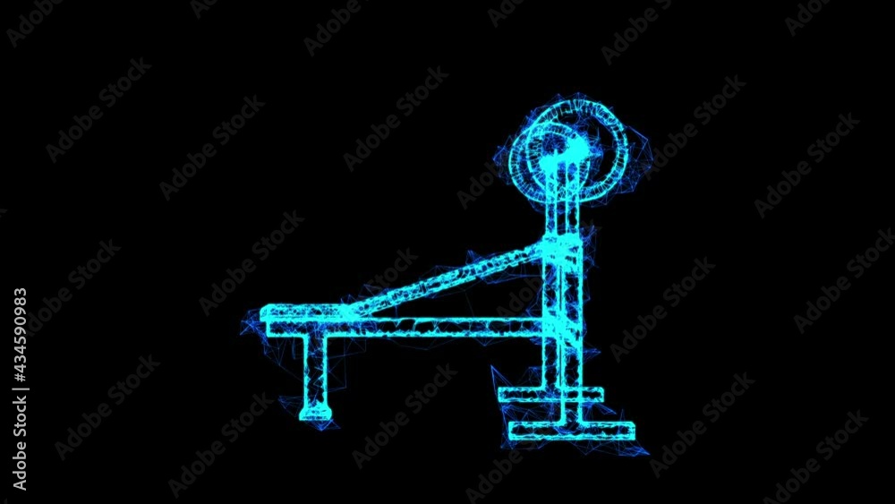 Barbell with weights. Gym equipment. Bodybuilding, powerlifting, fitness concept. Wireframe low poly mesh technology. Available in 4K FullHD and HD video Barbell with weights. Gym equipment. Bodybuilding, powerlifting, fitness concept. Wireframe low poly mesh technology. Available in 4K FullHD and HD video