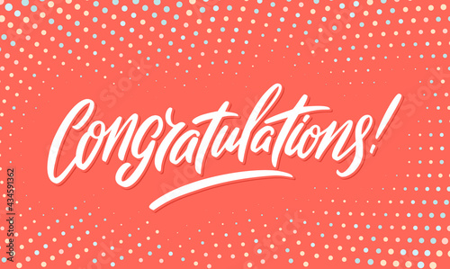 Congratulations. Vector handwritten lettering banner. 
