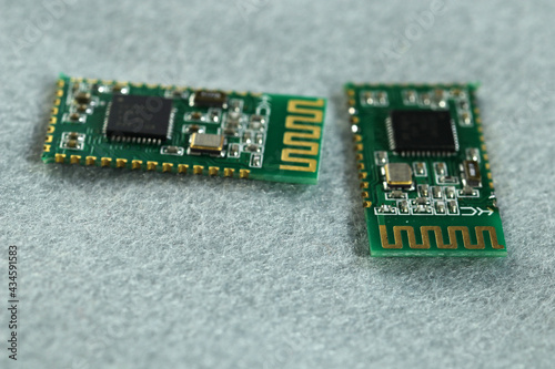 Electronic components. Bluetooth module for embedding on electronic projects. Close up. photo