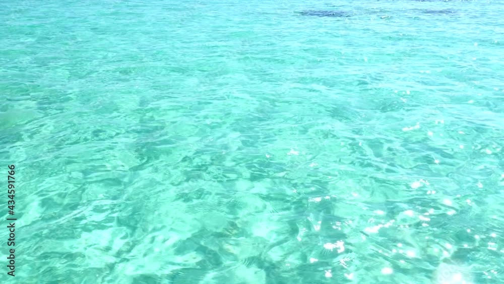 View from Boat to Crystal Clear Turquoise Sea Water with Coral Reef. Travel Tour on Snorkeling in Tropical Country. Traveling on Sailboat in Hot Summer Day. Relax and Holidays in Thailand View from Boat to Crystal Clear Turquoise Sea Water with Coral Reef. Travel Tour on Snorkeling in Tropical Country. Traveling on Sailboat in Hot Summer Day. Relax and Holidays in Thailand
