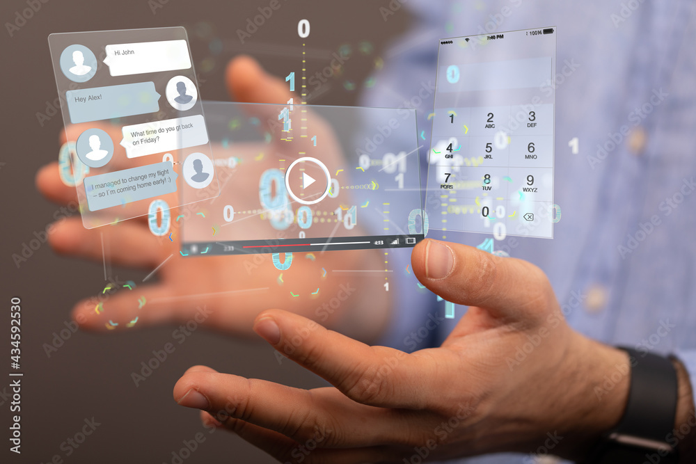 Interface web application in hand Interface web application in hand