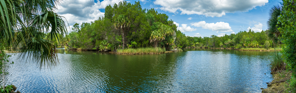 Panorama of Mullet Hole fishing area - Crystal River Preserve State Park, Crystal River, Florida, USA