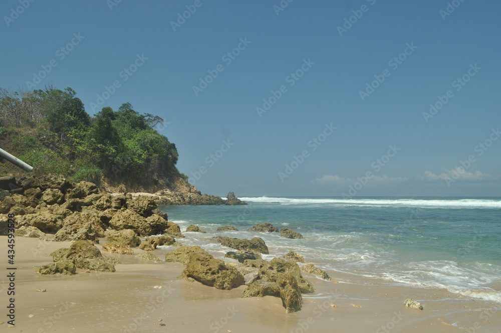 A calm beach atmosphere on pacar beach, Tulungagung-Indonesia