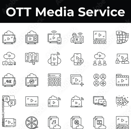 OTT Media Service icon set photo