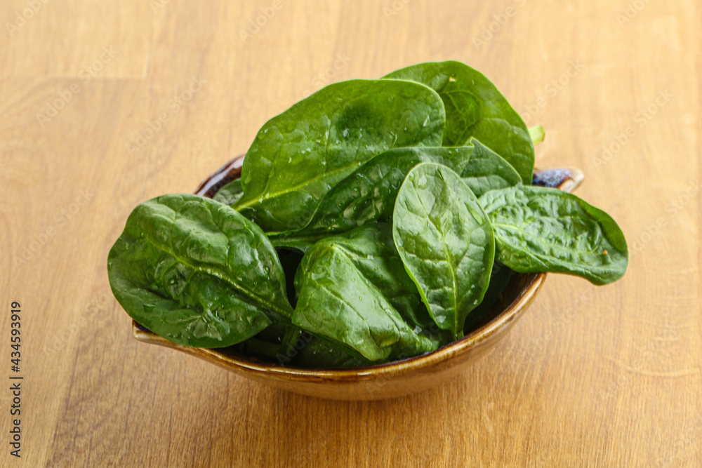 Fresh green spinach leaves in the bowl Fresh green spinach leaves in the bowl
