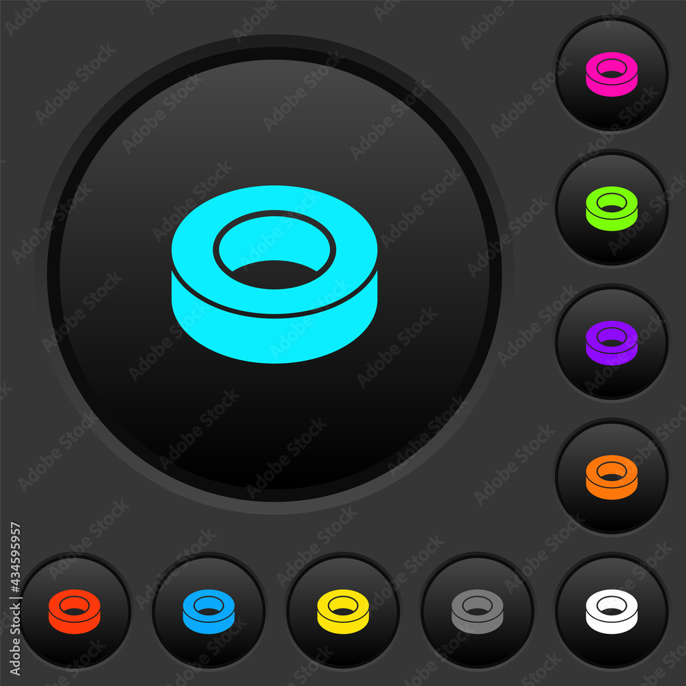 Insulating tape dark push buttons with color icons Insulating tape dark push buttons with color icons