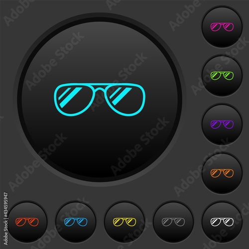Glasses with glosses dark push buttons with color icons