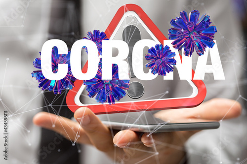 Hologram of coronavirus COV...