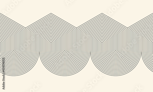 Abstract striped geometric background with hexagons and circles. Psychedelic optical illusion effect.