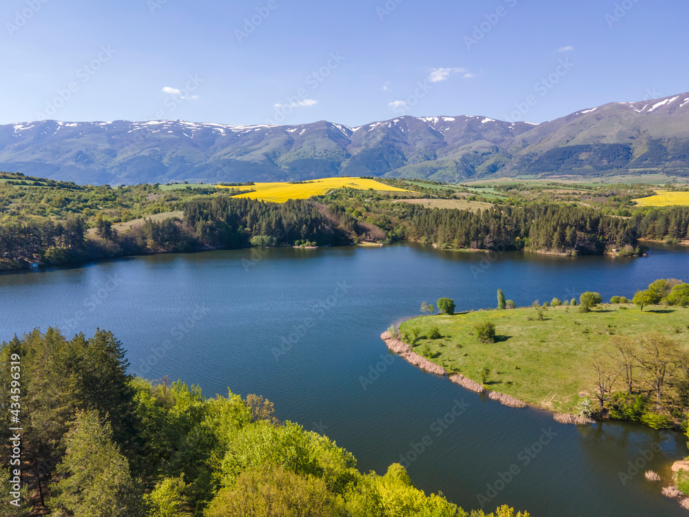 Aerial view of Dushantsi Reservoir, Bulgaria