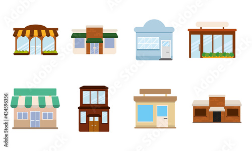 Set of shop buildings icons Store structure Vector