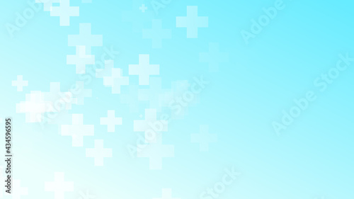 Abstract medical health white cross pattern blue background.