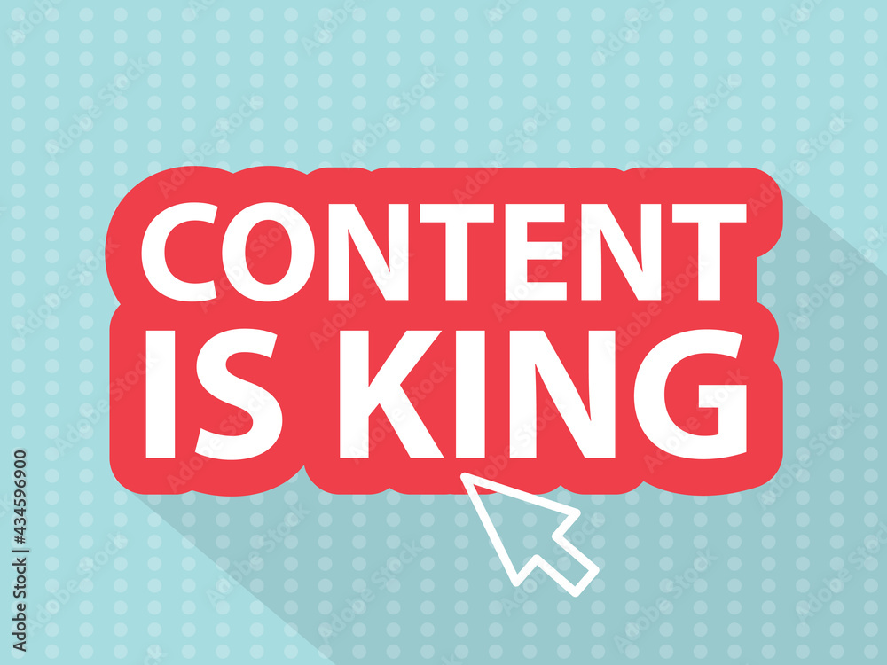 content is king button and pointing arrow - vector illustration