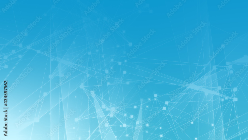 Abstract blue white polygon tech network with connect technology background. Abstract dots and lines texture background. 3d rendering.