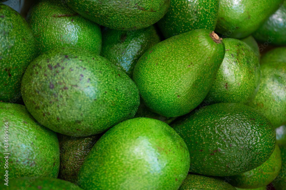 Green avocado. Avocado on the counter of the store. Green avocado. Avocado on the counter of the store.