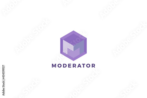Letter m hexagonal purple colour logo
