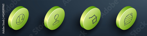 Set Isometric line Earth globe, Joystick, Great Bear constellation and Planet icon. Vector