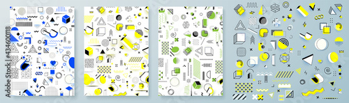 Memphis design elements. Retro funky graphic, 90s trends designs and vintage geometric. Abstract poster signs or 90s hipster shape. Isolated vector symbols set
