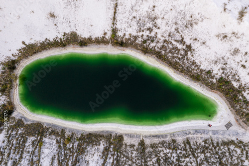 Phosphate gypsum waste from factories, creating artificial white mountains, attractive tourist view. photo