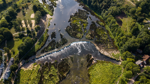 Venta Rapid waterfall, the widest waterfall in Europe, Kuldiga, Latvia. Captured from above.