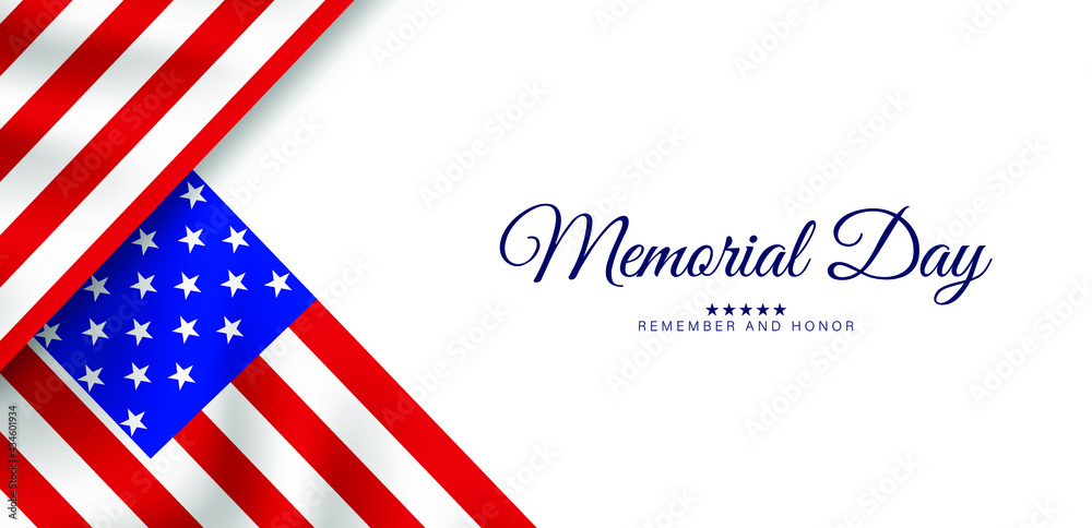 Memorial Day Remember and honor,  Vector illustration with USA flag.