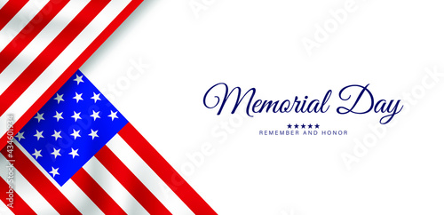 Memorial Day Remember and honor, Vector illustration with USA flag.