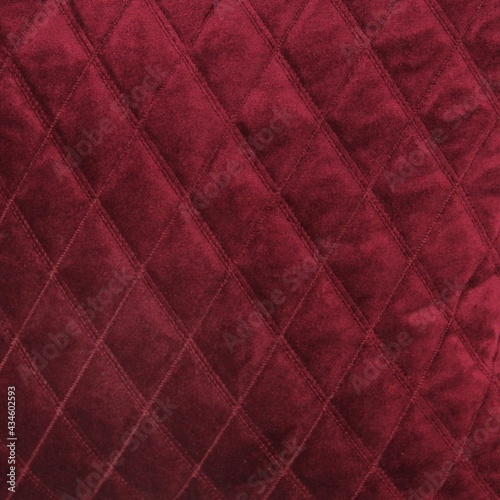Wine red diamond quilted velvet fabric texture