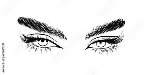 Expressive illustration of the eye. Purposeful look. 